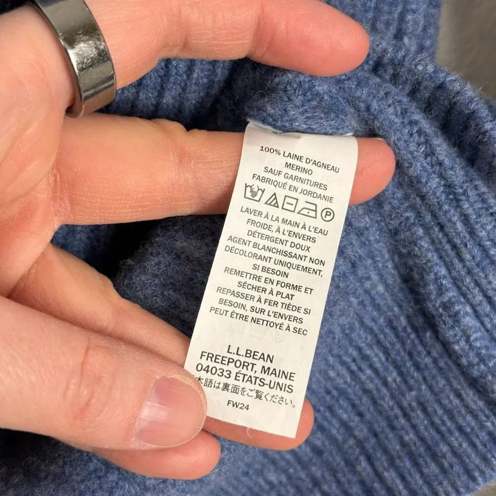 LL Bean Wool Waterfowl Quarter Zip Sweater Size‎ Medium